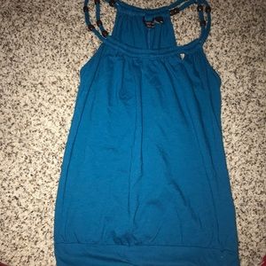 Blue Beaded Tank-Top